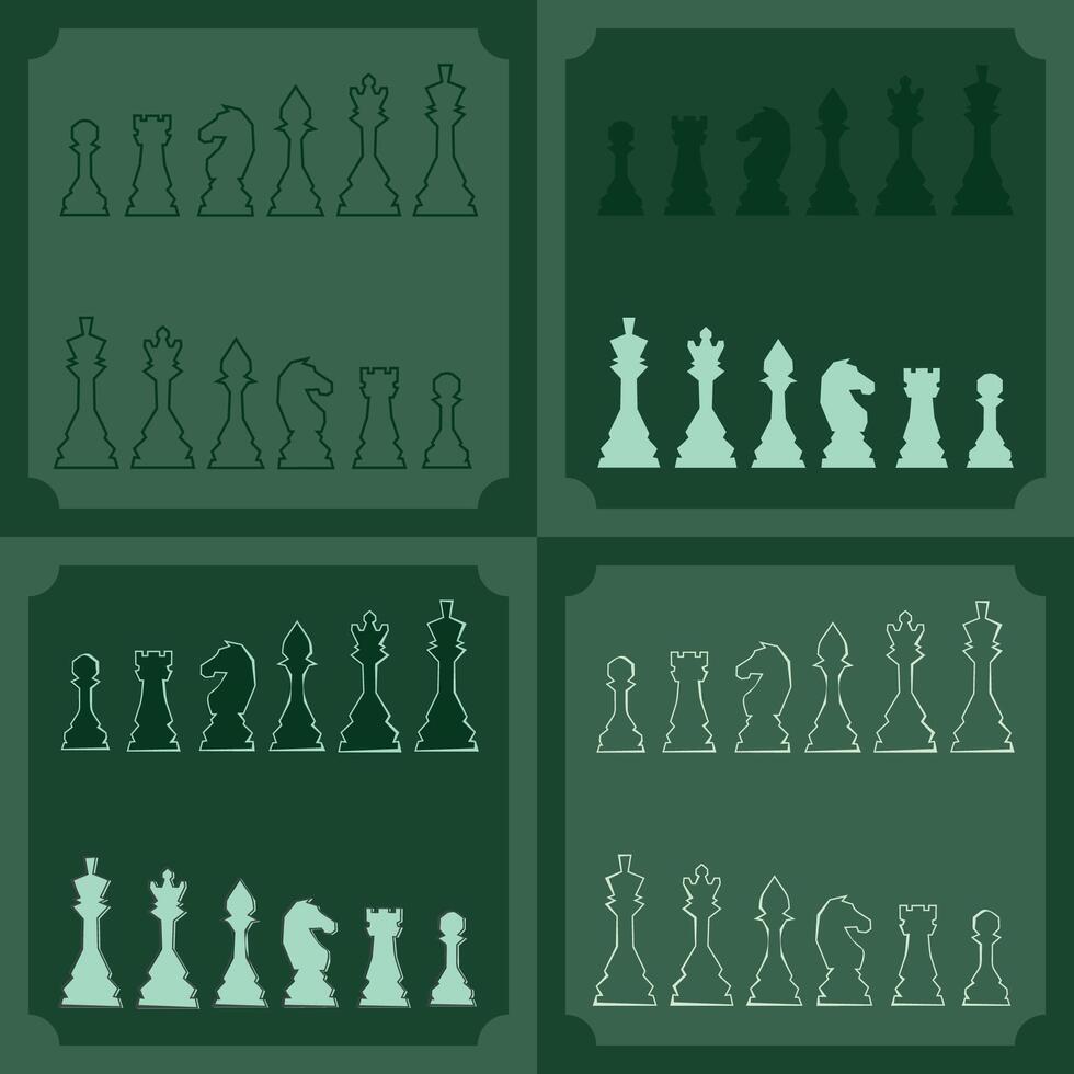 Chess figures icons set. Board game. King,queen,bishop, pawn, horse, knight, rook. International chess day. Chess tournament. Strategy concept vector