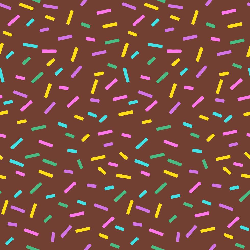 Sweet Donut Pattern with Seamless Rainbow Sprinkle Texture Background Featuring Candy Glaze Decoration and Colorful Tiny Sugar Vermicelli for Fun Dessert Style Illustration Designs vector