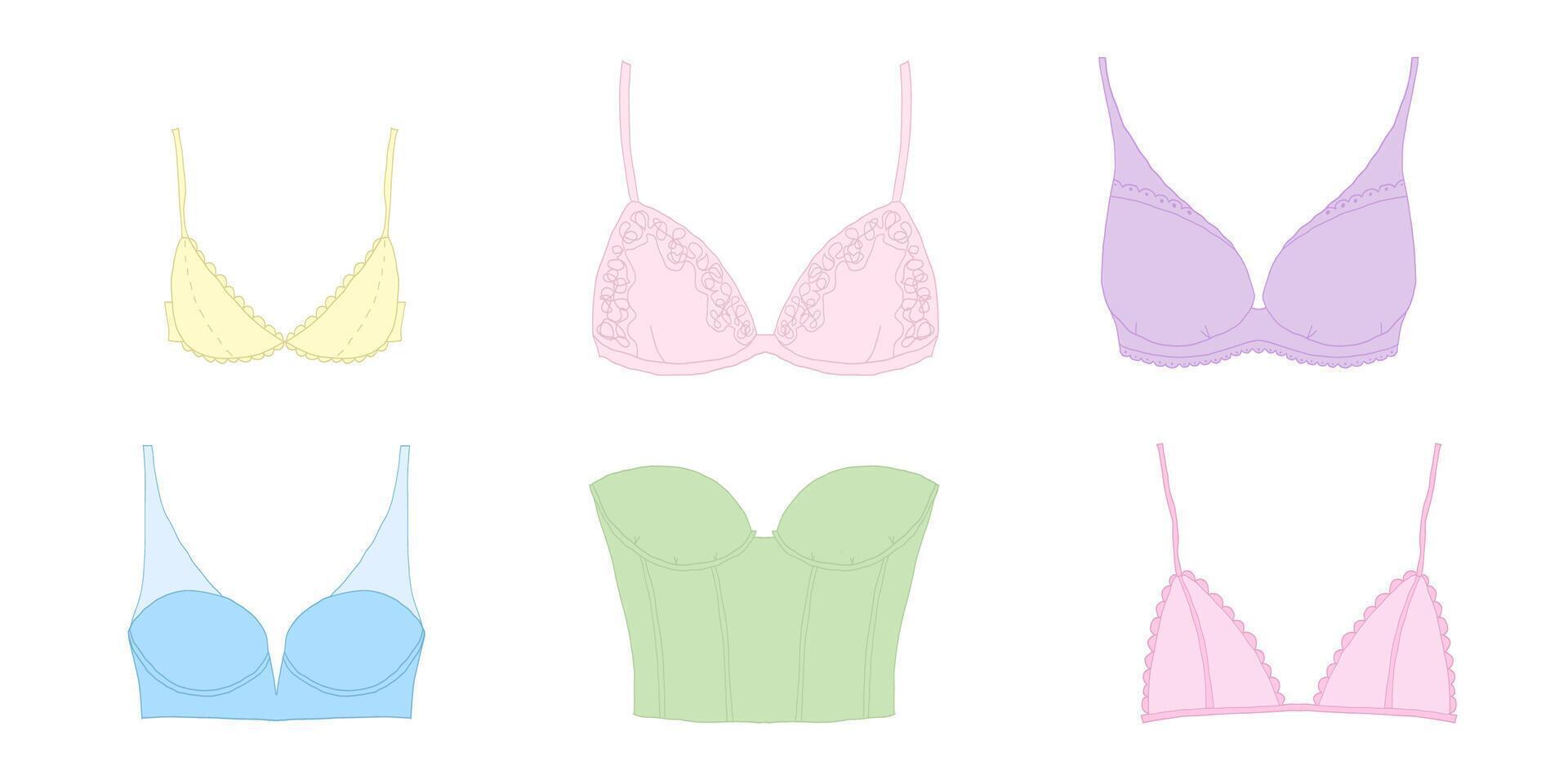 Outline Lingerie Collection Lace Bra Illustration vector