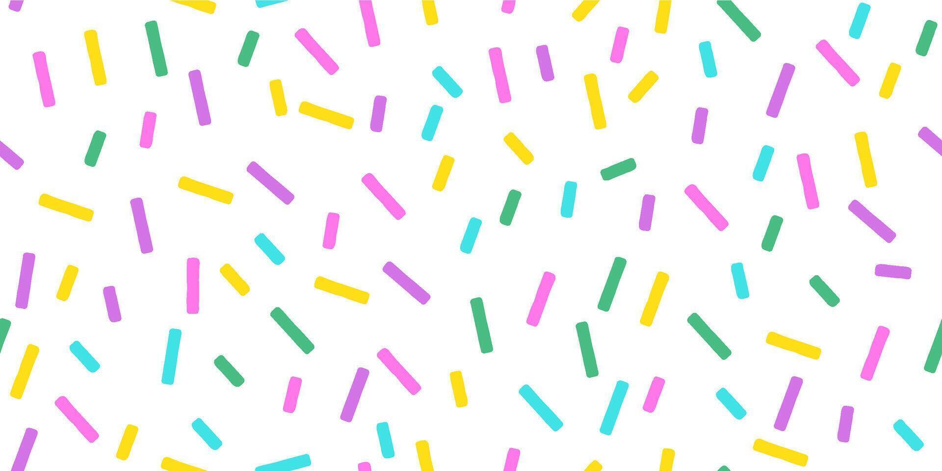 Donut Sprinkle Seamless Pattern with Colorful Glaze Texture Background and Rainbow Sugar Decoration in Sweet Candy Style Featuring Tiny Vermicelli for Fun and Bright Confectionery Designs vector