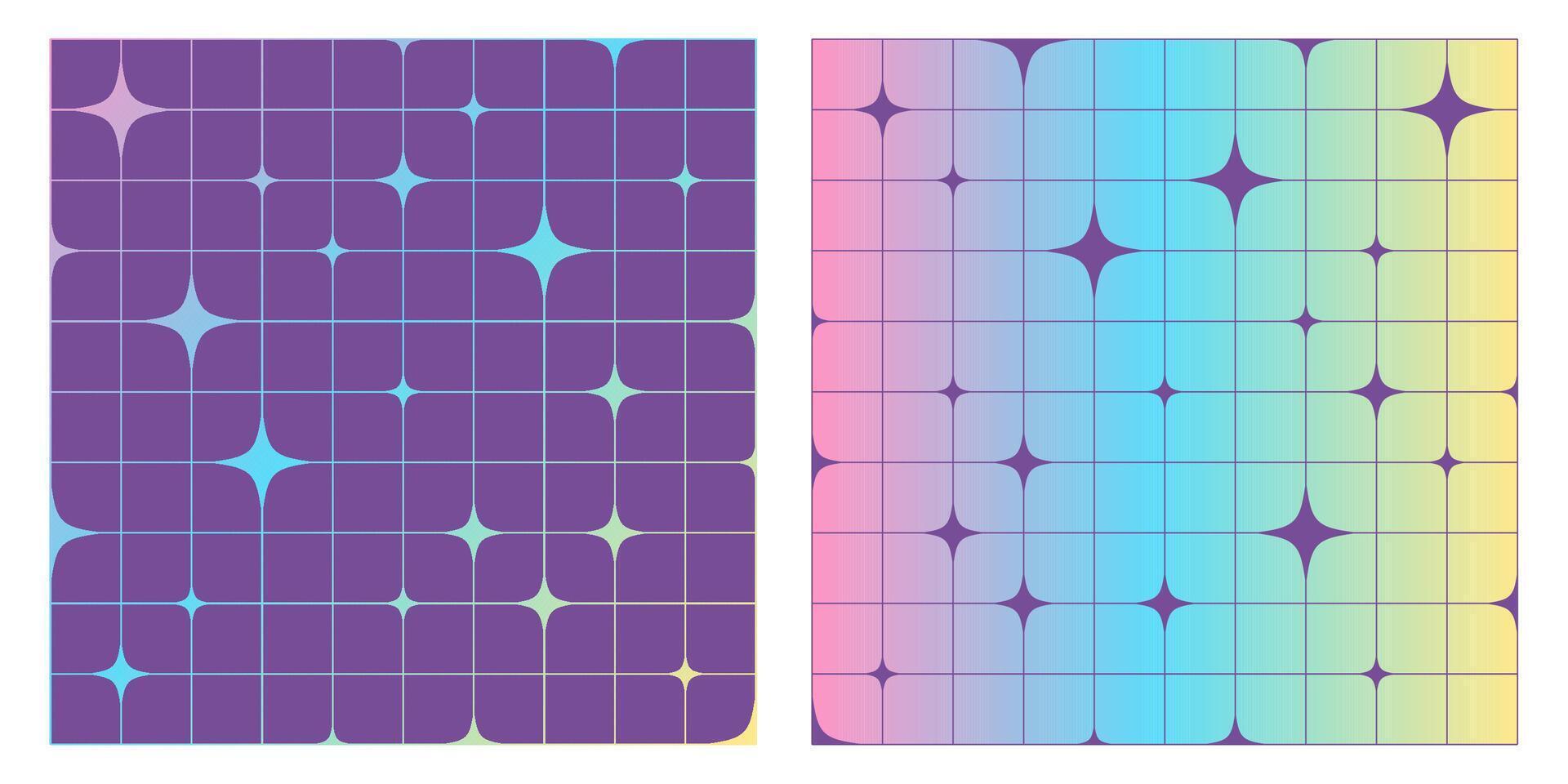 Aesthetic Y2K seamless pattern with geometric stars and simple grid lines in retro cartoon bauhaus design perfect for wallpapers textile prints and surface decoration vector