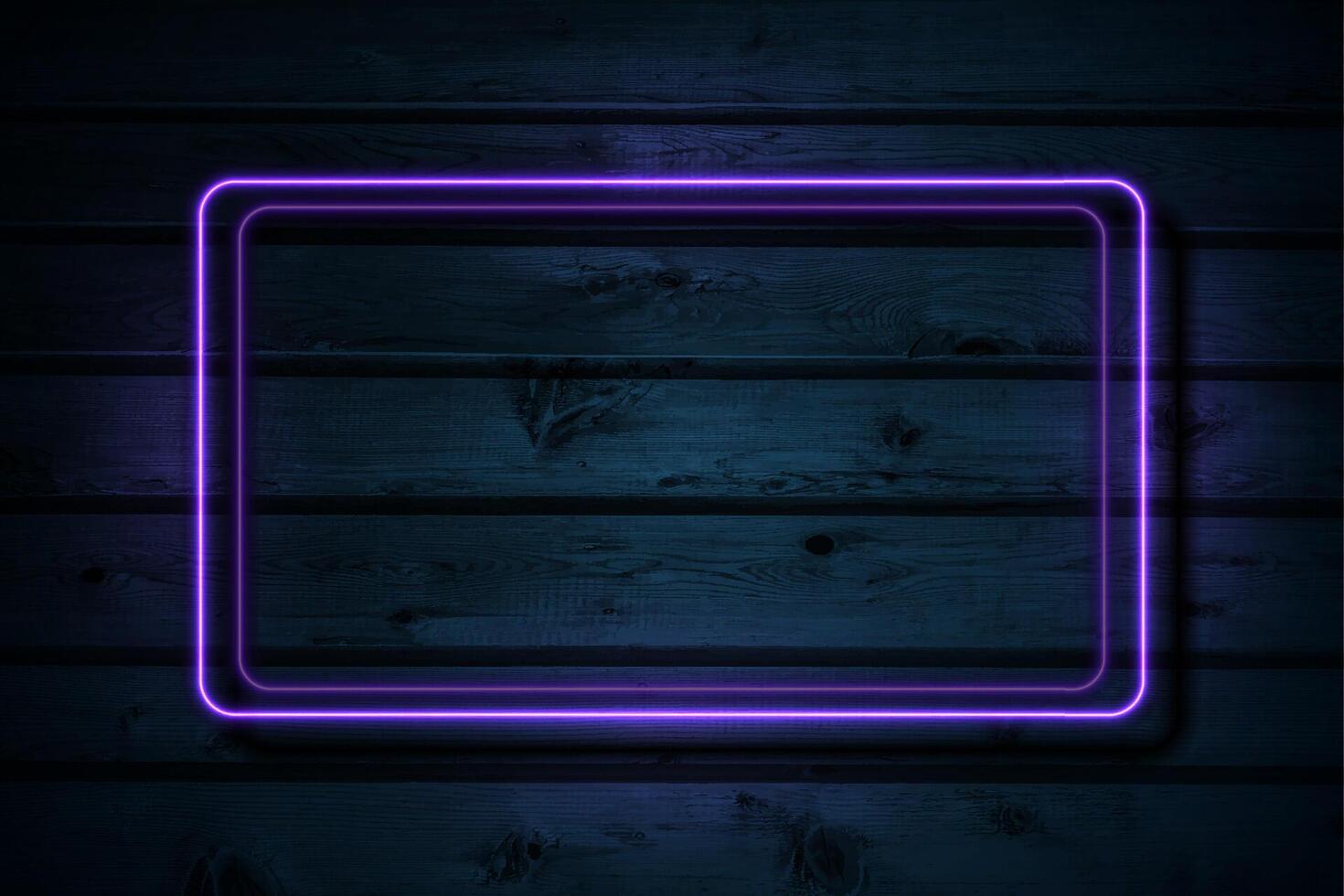 Purple glowing frame on wood background vector