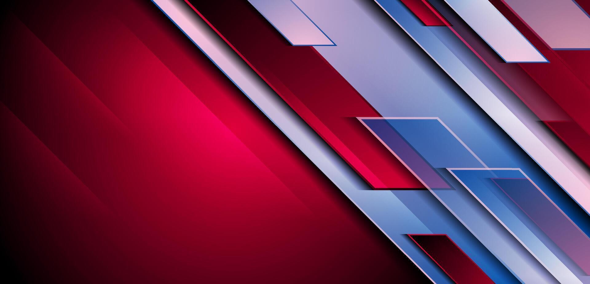 Red and blue stripes geometric minimal abstract glossy background vector