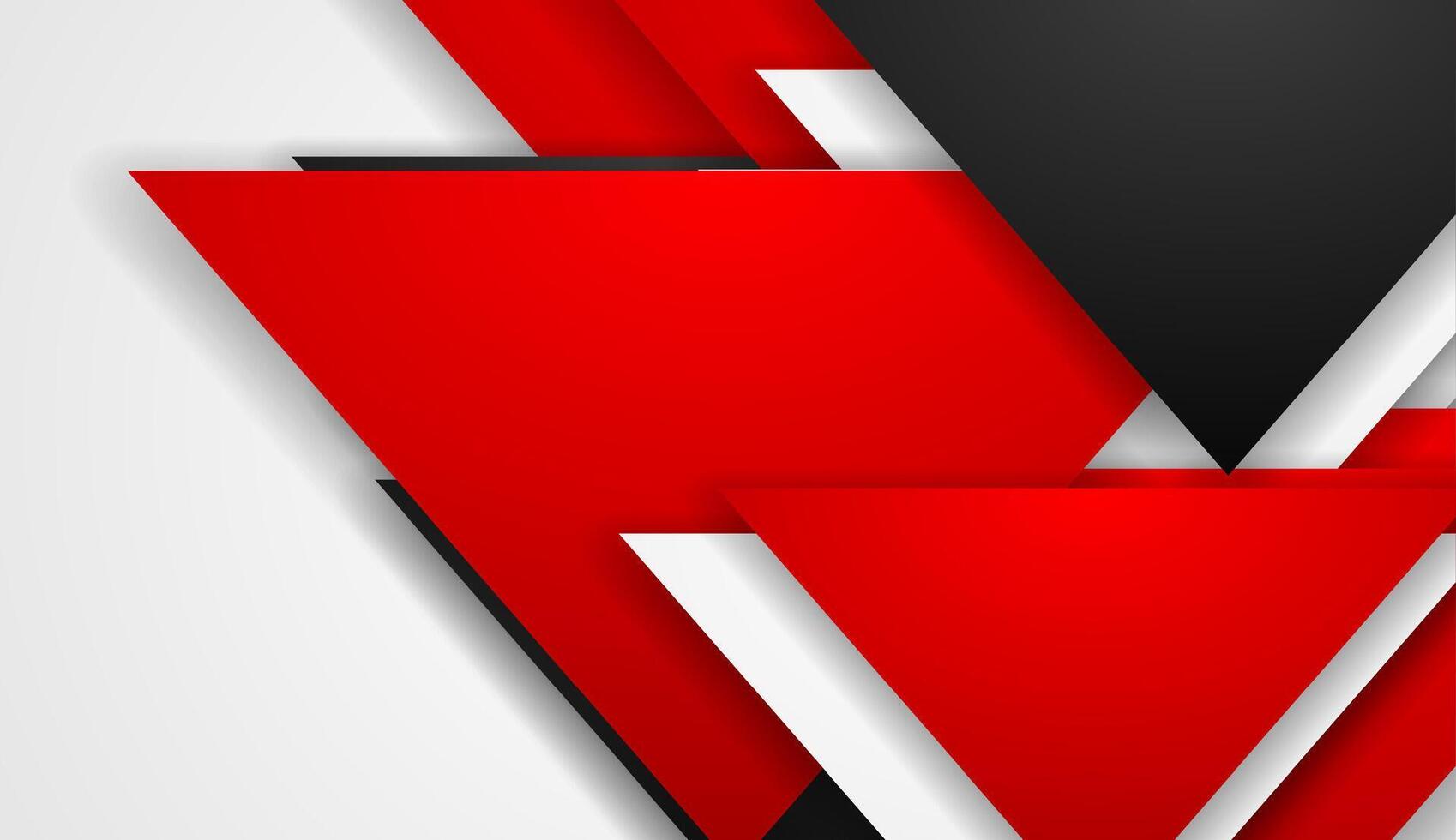 Red, white and black triangles abstract tech background vector