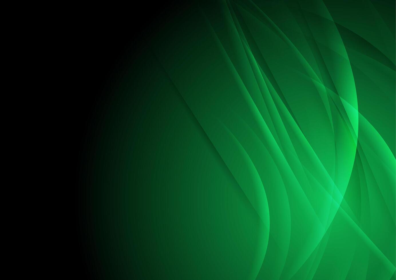 Green glossy waves and stripes abstract futuristic background vector