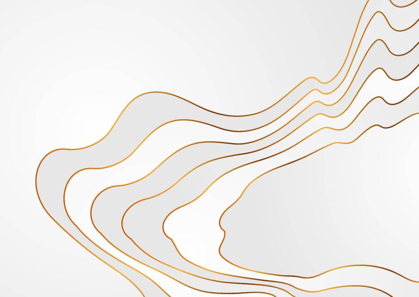 Golden curved wavy lines abstract geometric minimal background vector