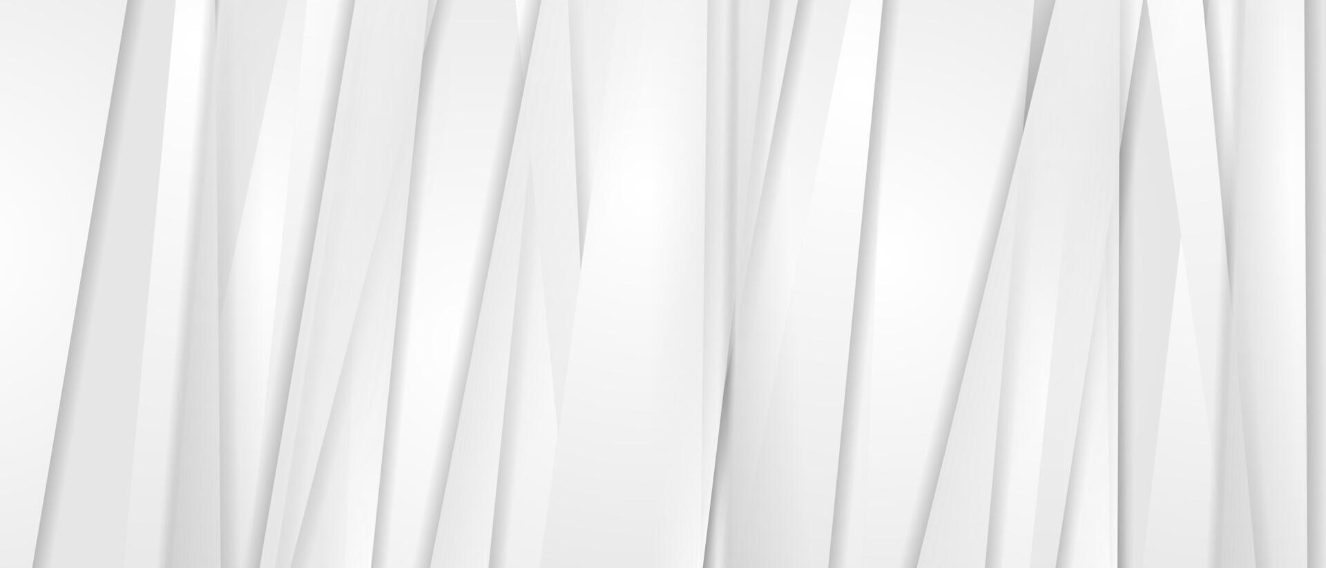 Grey white smooth glossy stripes abstract tech background vector
