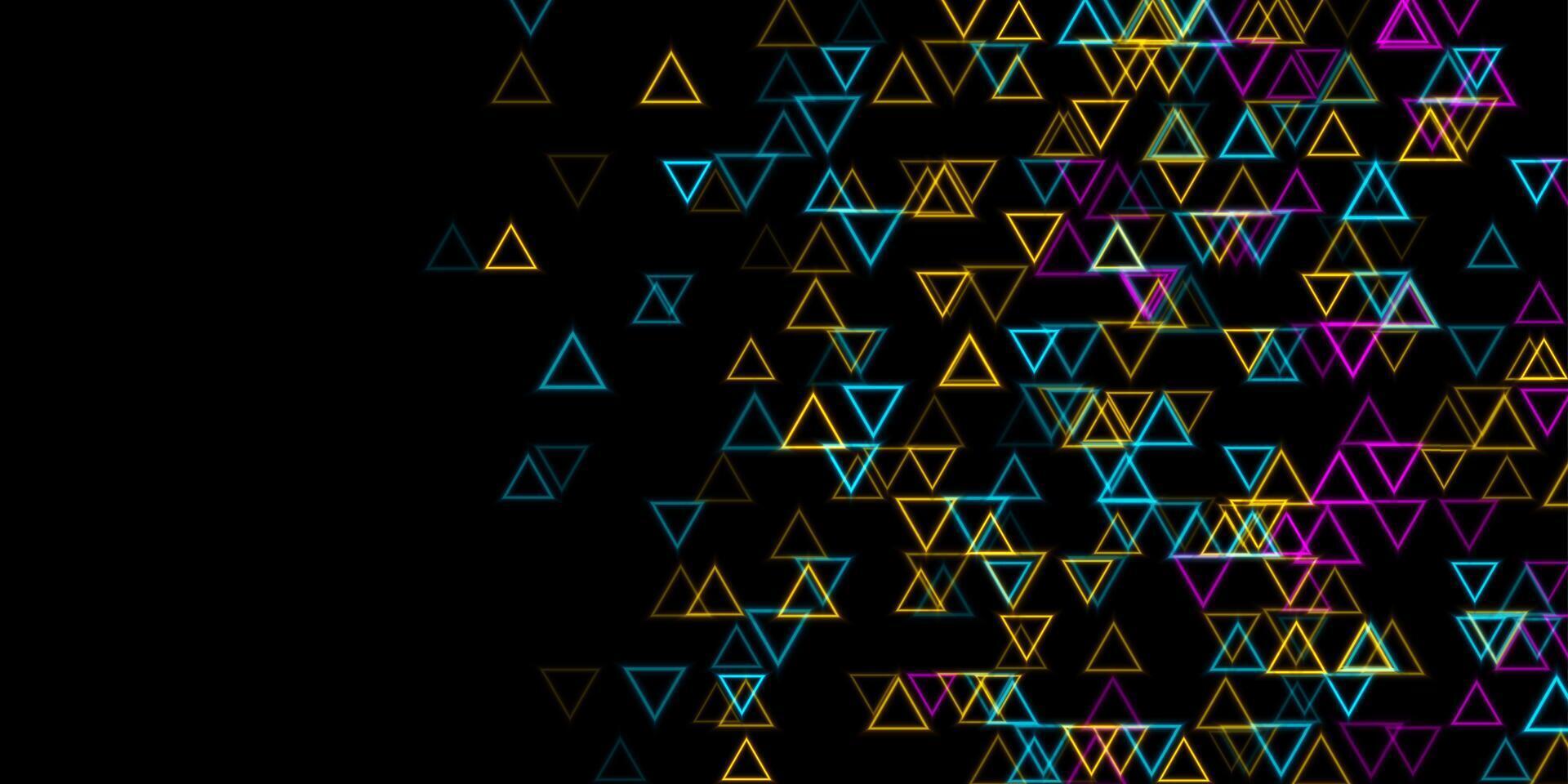 Colorful geometric neon triangles abstract futuristic modern background vector