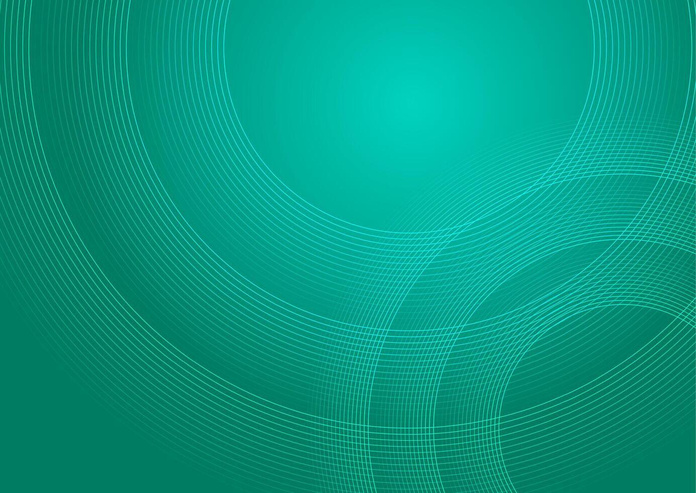 Blue green circular lines abstract geometric tech background vector