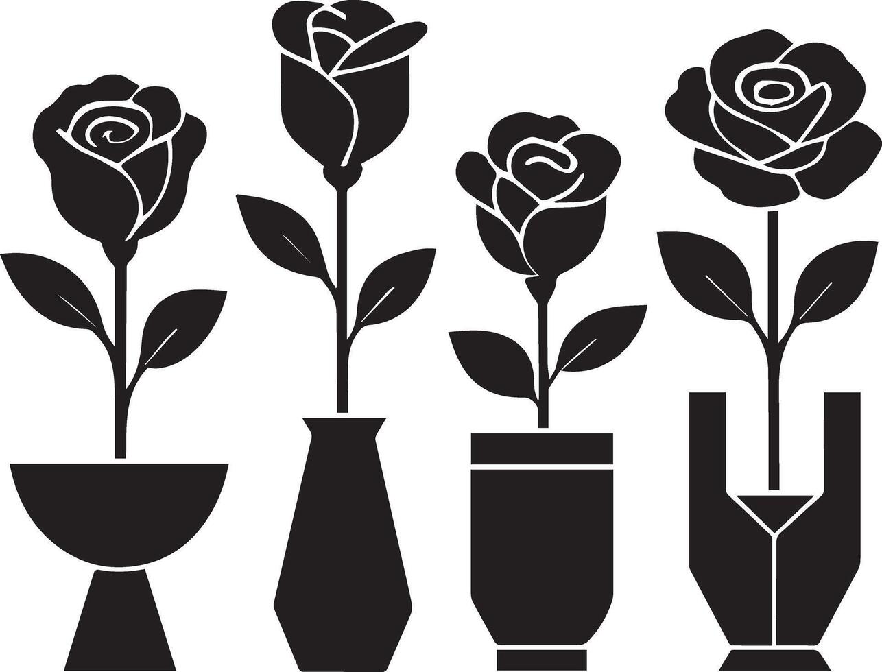 A set of Rose flower with unique flower top vector
