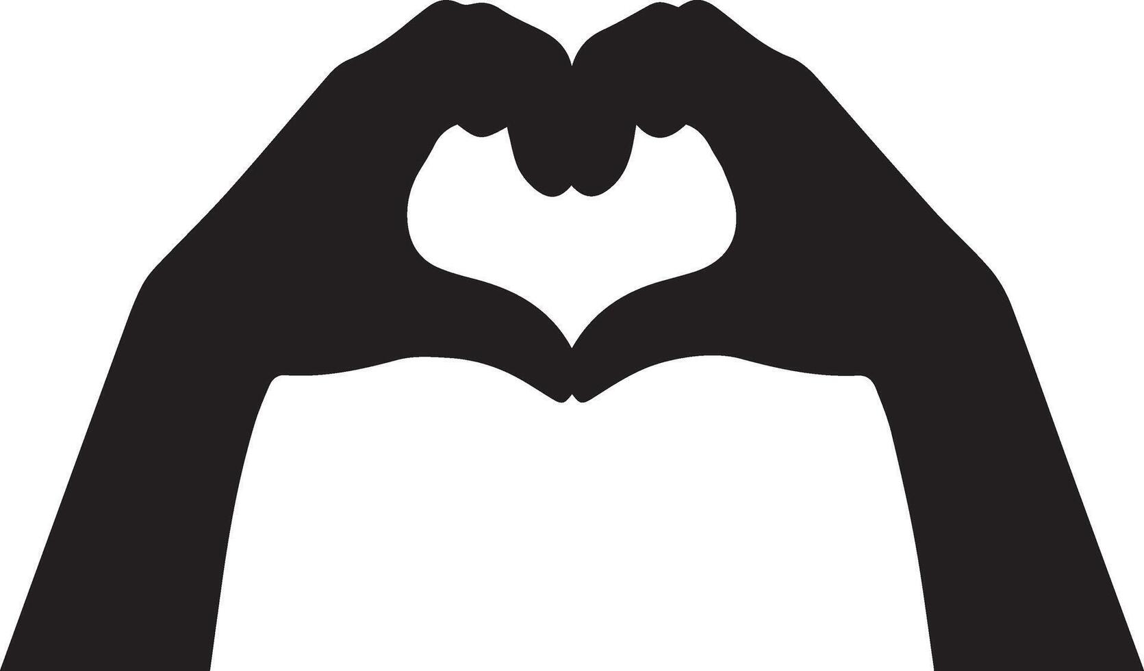 Hands Making Heart Symbol, Love and Care Silhouette. vector