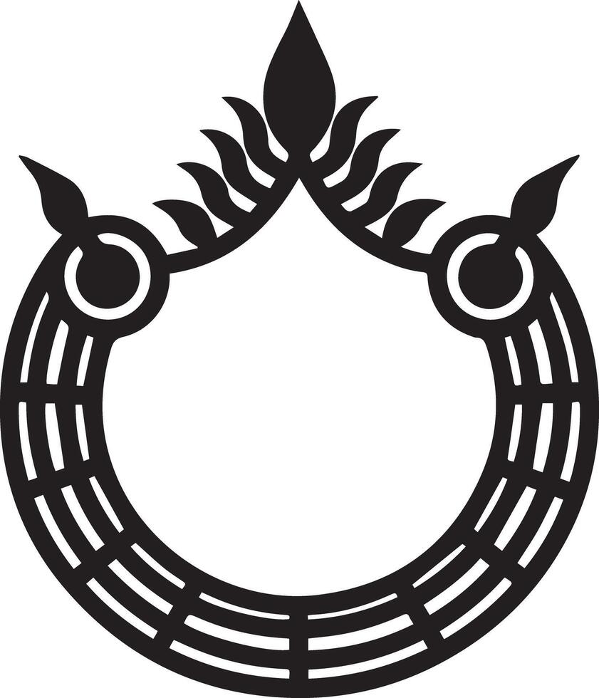 Classic Oriental Motif in Flat circular frame vector
