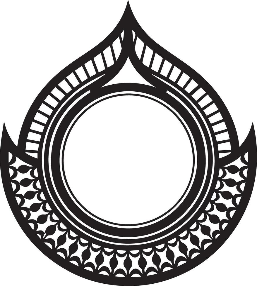 Stylized Asian Mandala Frame, Intricate Ethnic Patterned Circular Emblem. vector
