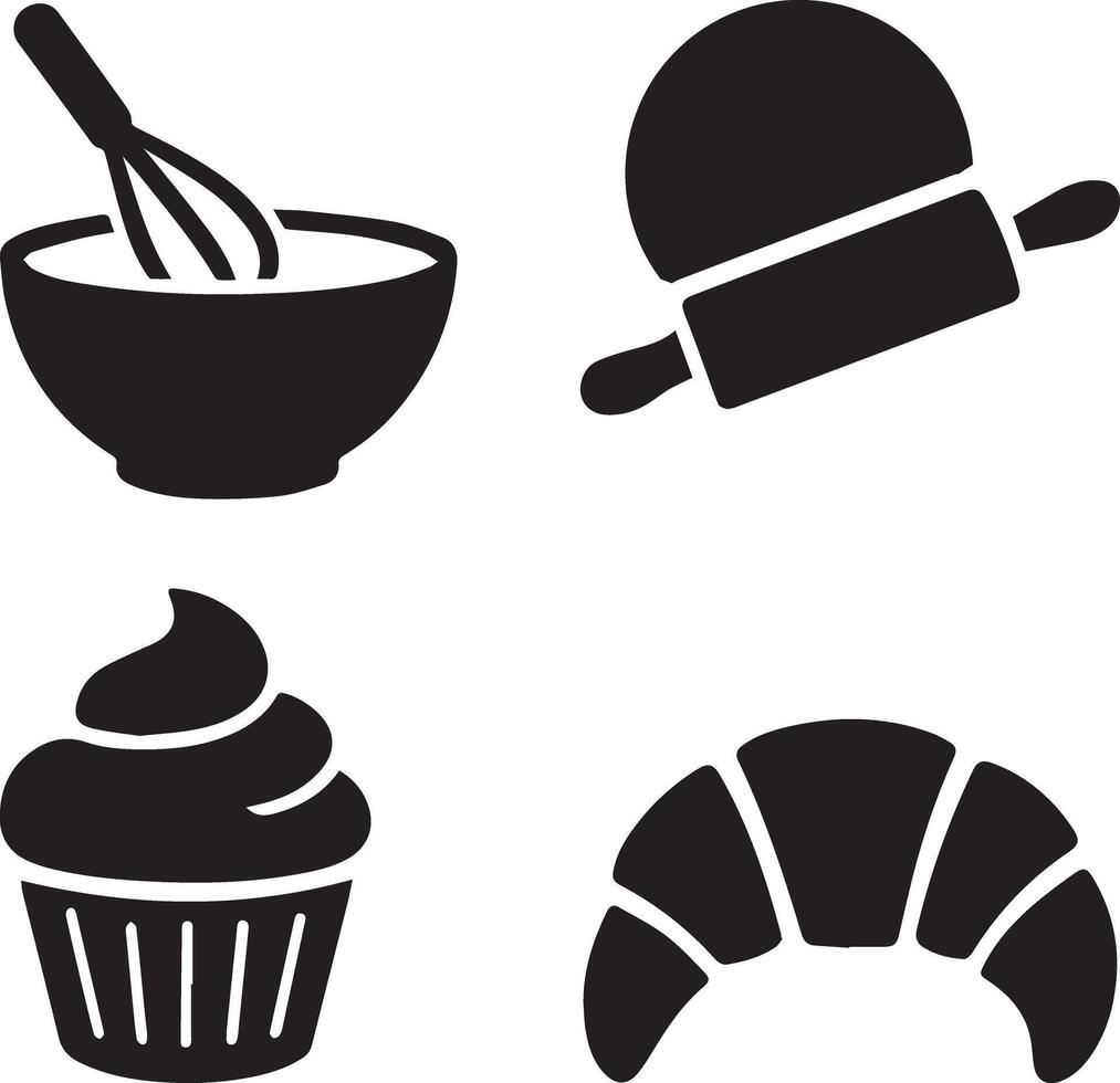 Baking and Pastry Icons Sweet Treats and Tools vector