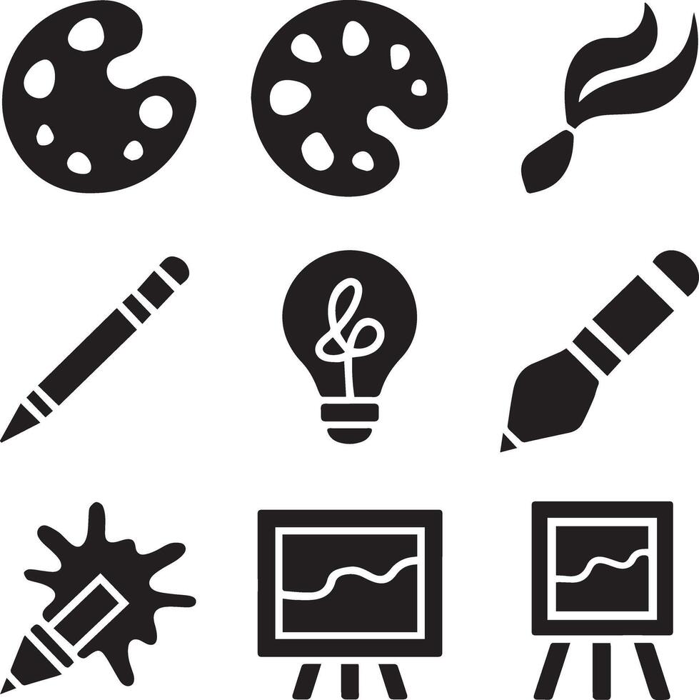 Art and Creativity Icons Tools for Artistic Expression vector