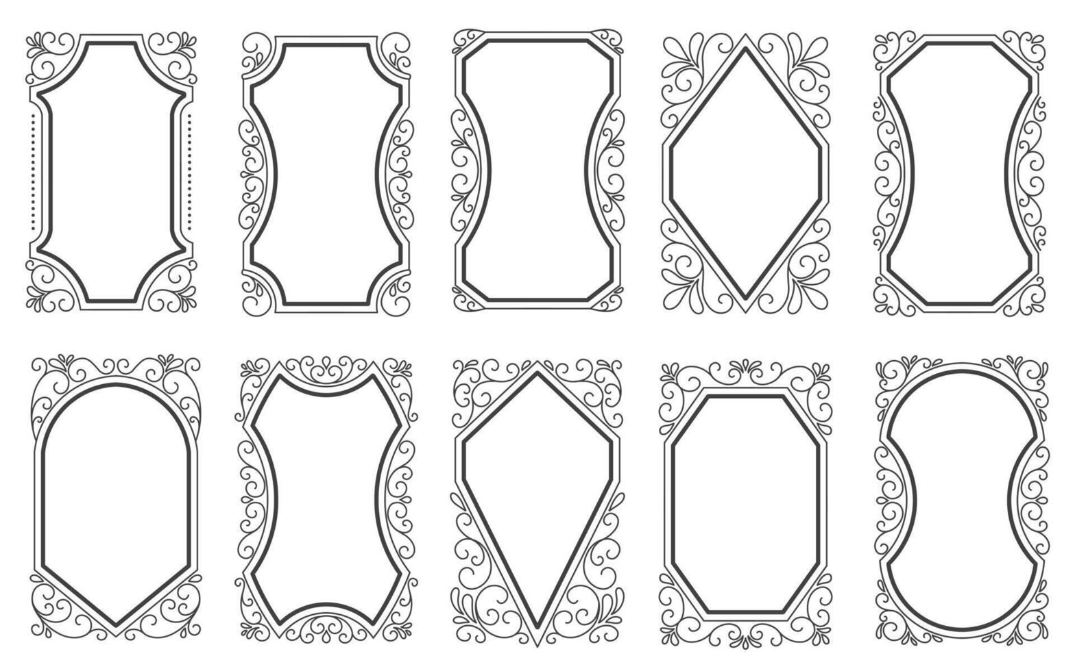 Collection of Elegant Ornate Frames and Borders for Various Design Purposes. with line art design style vector