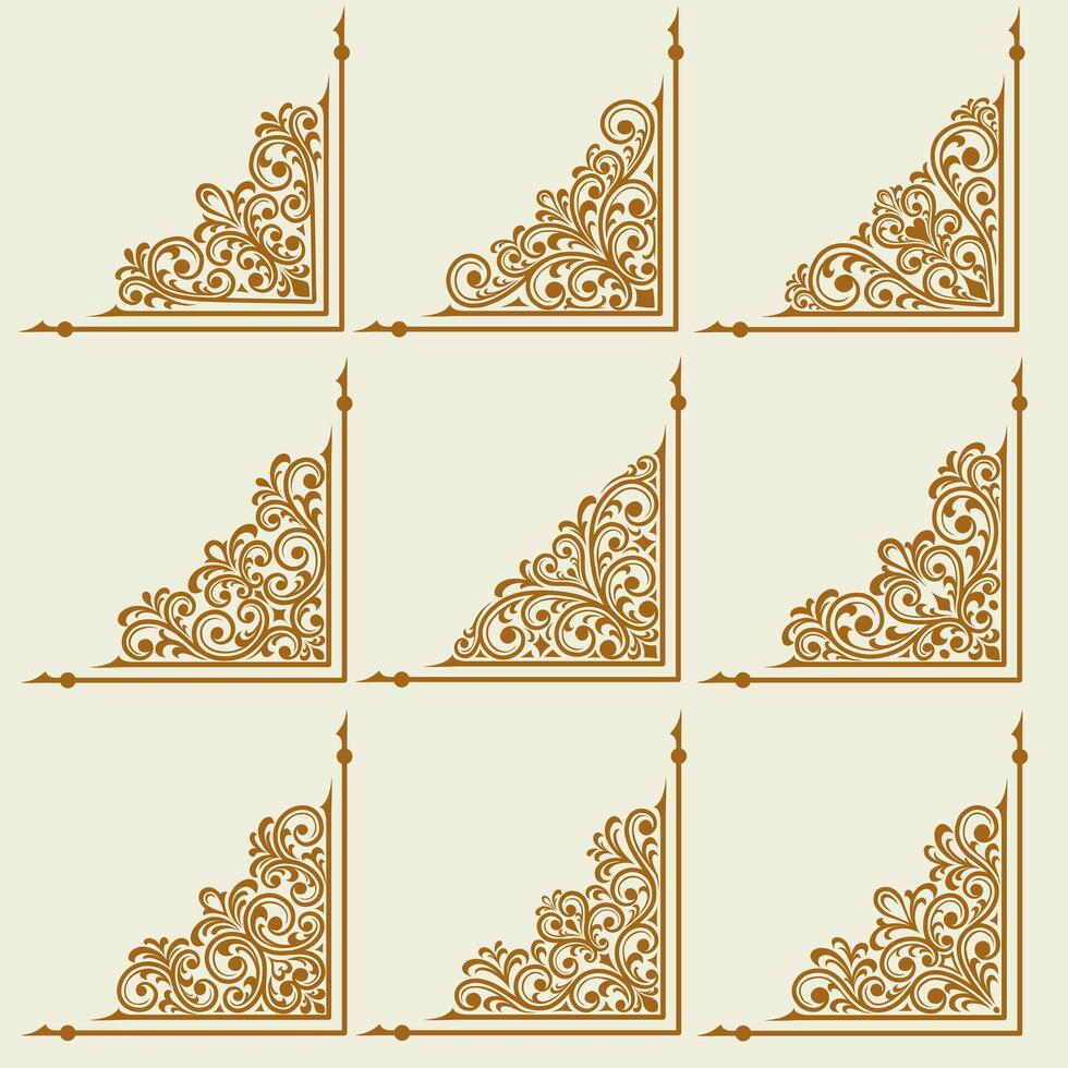 Ornate corner design elements vector