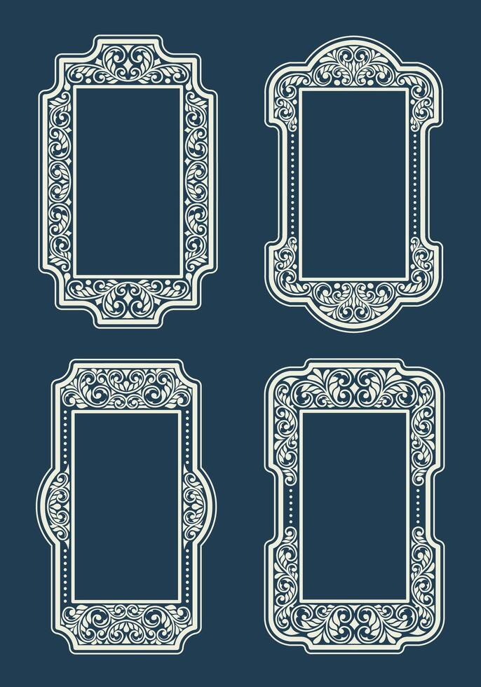 Collection of Ornate and Elegant Decorative Frames. with line art design style vector