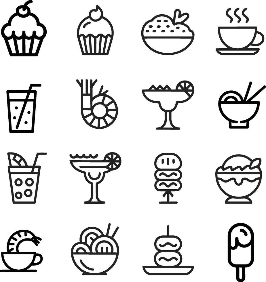 Food and Beverage Outline Icon Pack vector