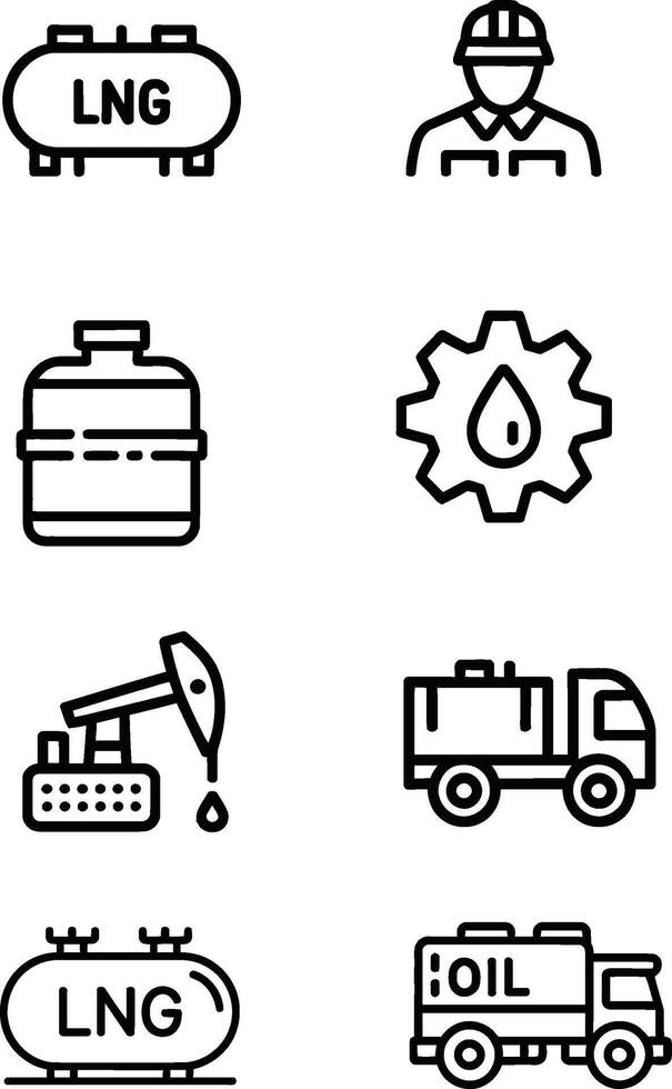 LNG and Oil Transportation Icon Set vector