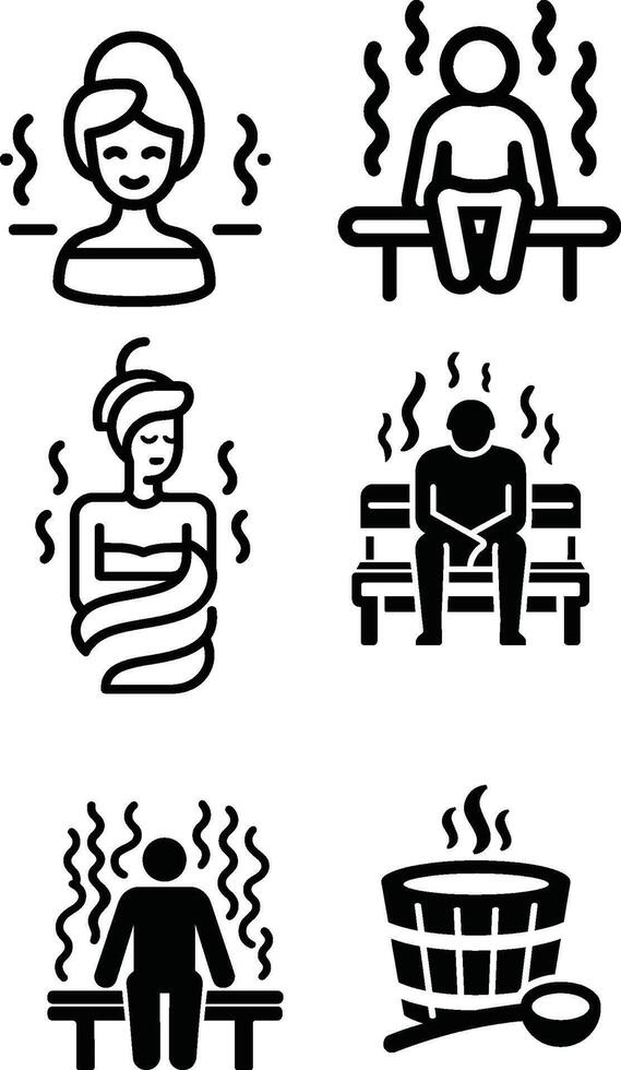Sauna and Spa Steam Room Icon Set vector