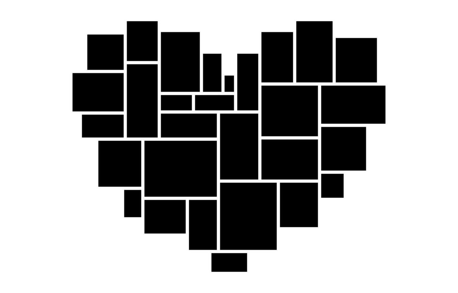 Photo frame , collage, grid. Templates heart mosaic illustration. love concept. Valentine s Day mood board vector