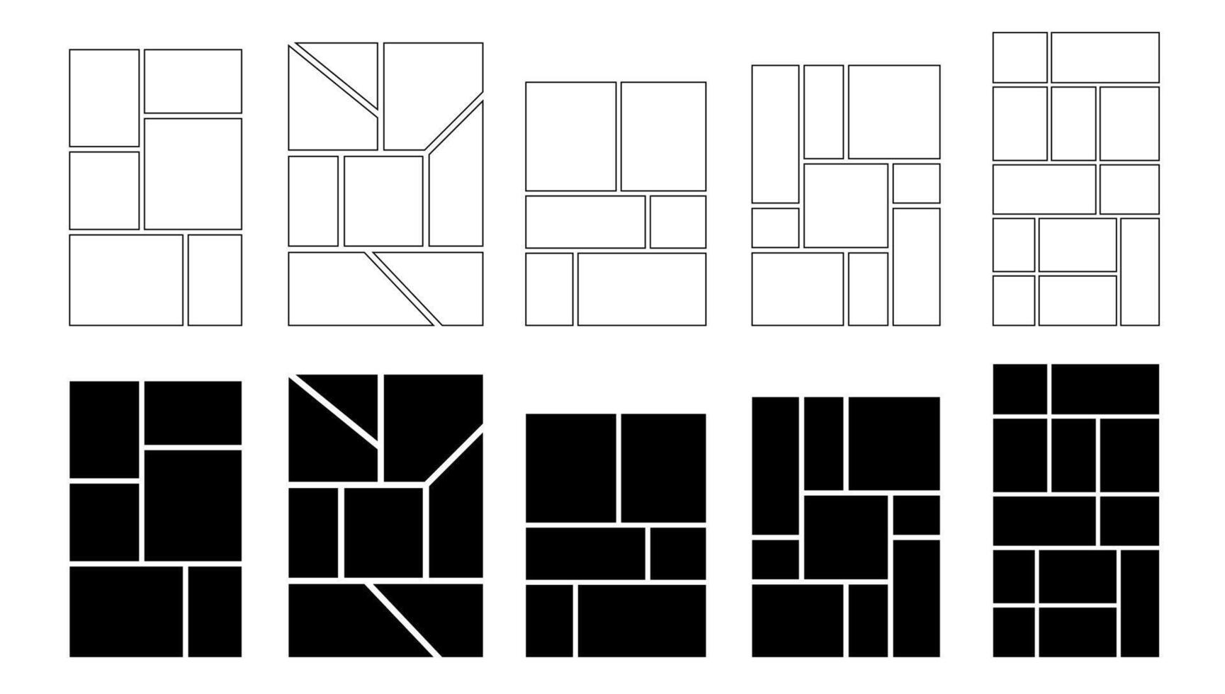 Frame photo, black grid layout for a bold card or brand template. This mosaic design is perfect for a moodboard, collage, or abstract picture. vector