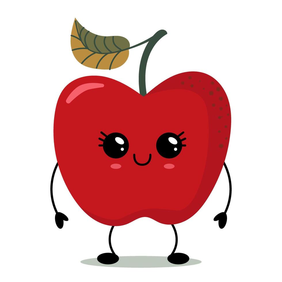 Adorable kawaii apple with smiling face vector