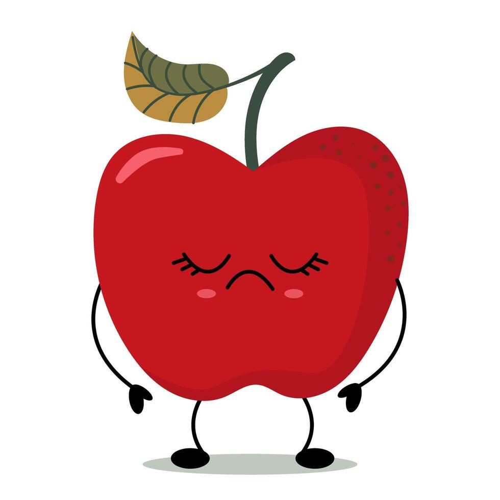 An apple with eyes closed and arms crossed vector