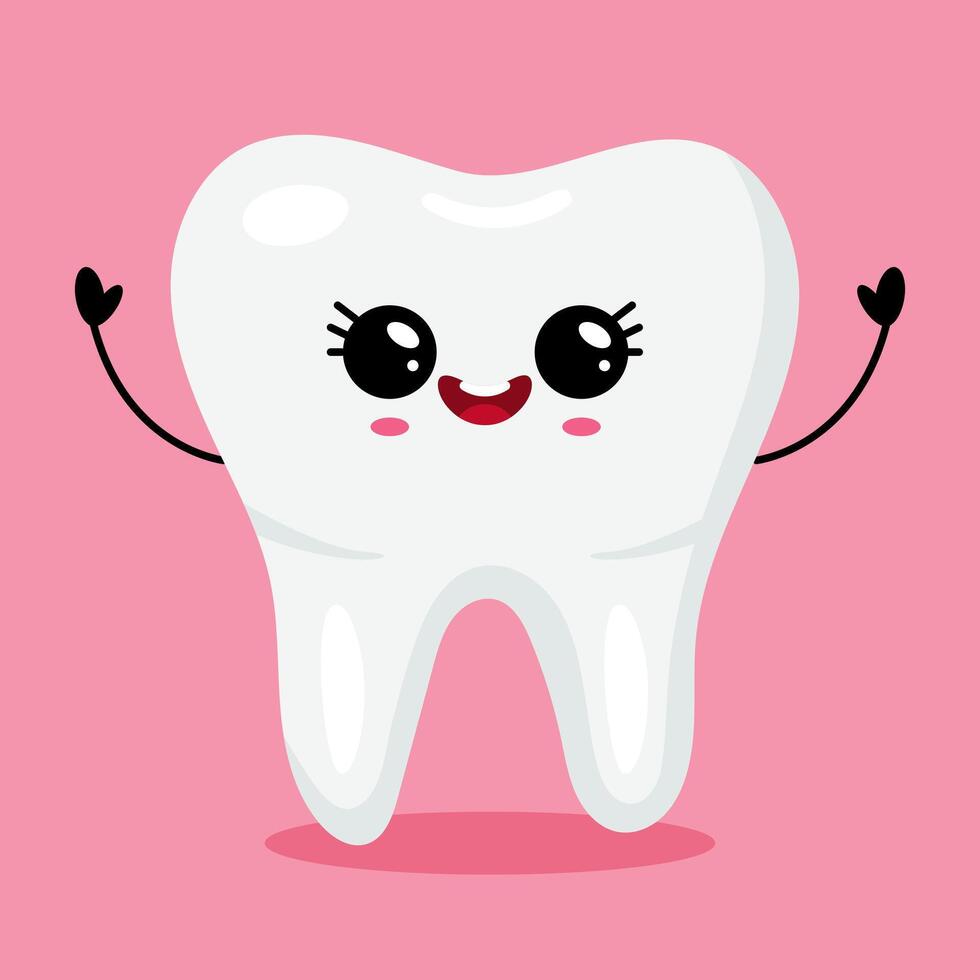 Happy cartoon tooth with big eyes and cute smile vector