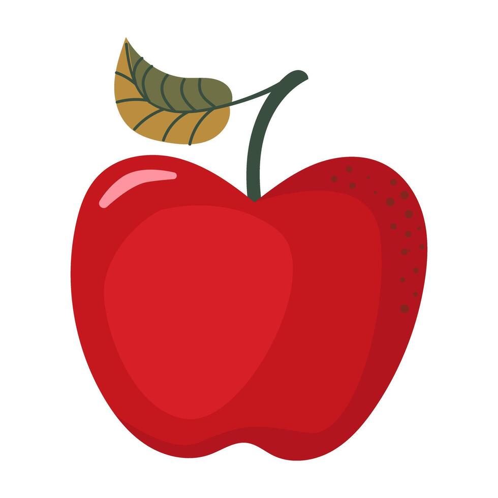 Red apple fruit flat isolated illustration vector