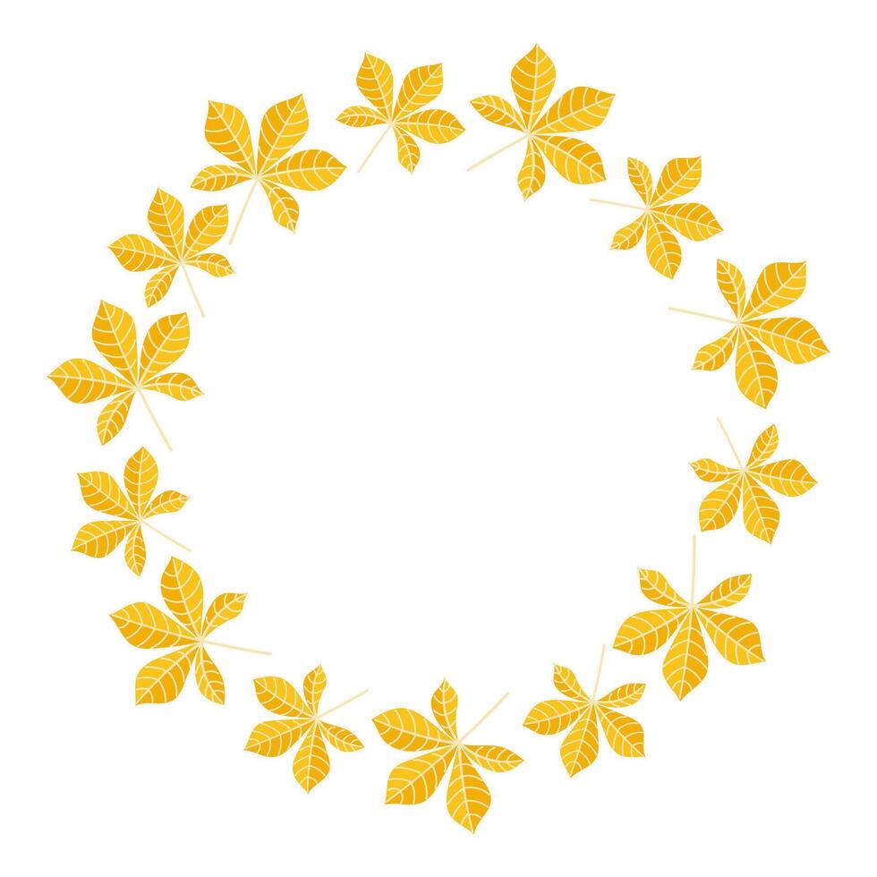 Round frame with yellow autumn leaves vector