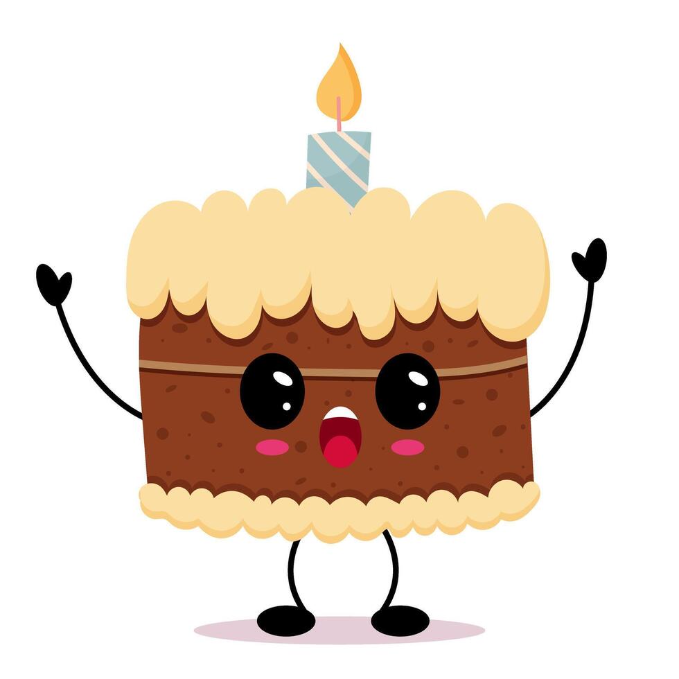 Cartoon cake with a candle vector