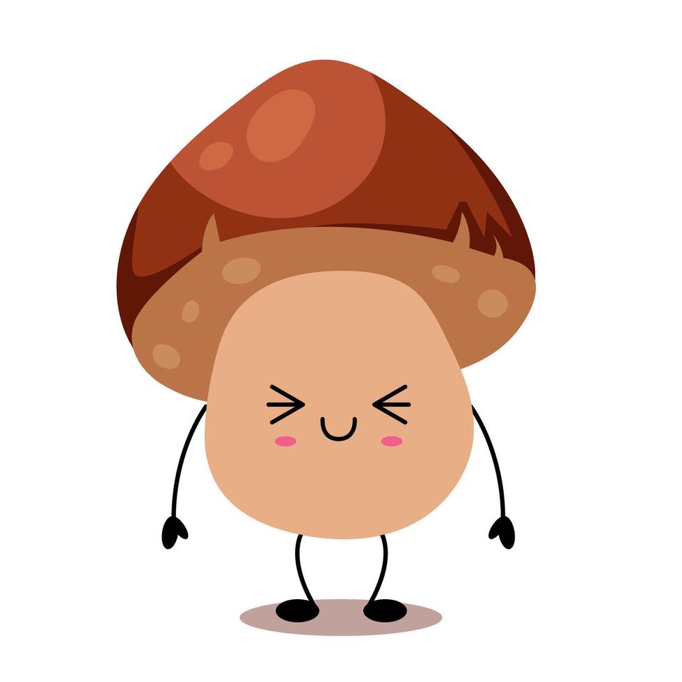 Happy cartoon mushroom character illustration vector