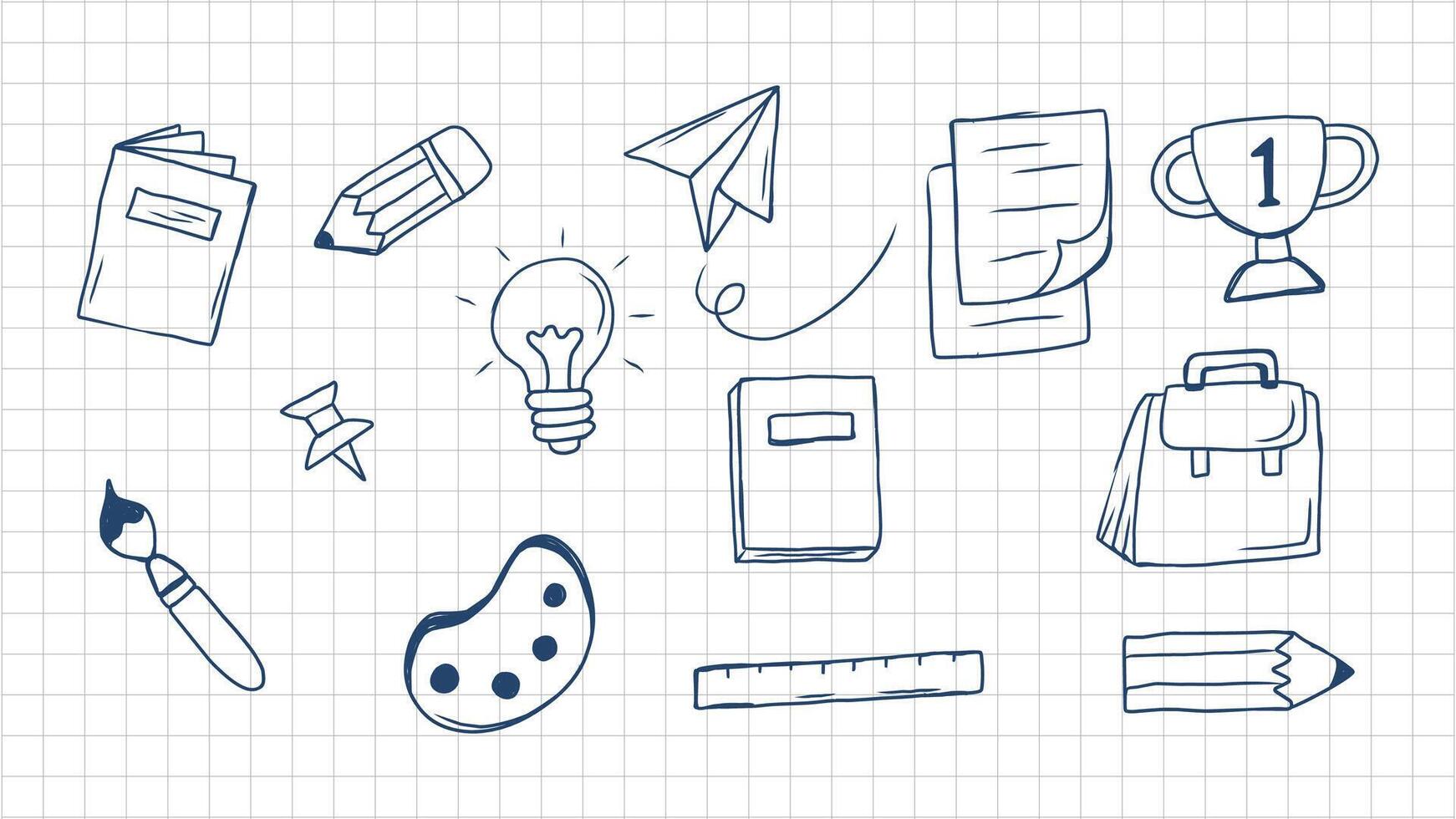 School and education elements doodle hand drawn on a white background vector
