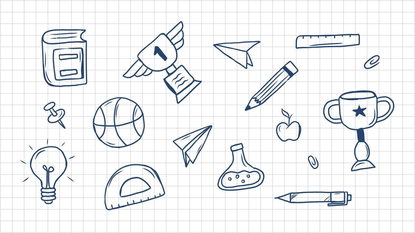 Hand drawn school science elements on a white background vector