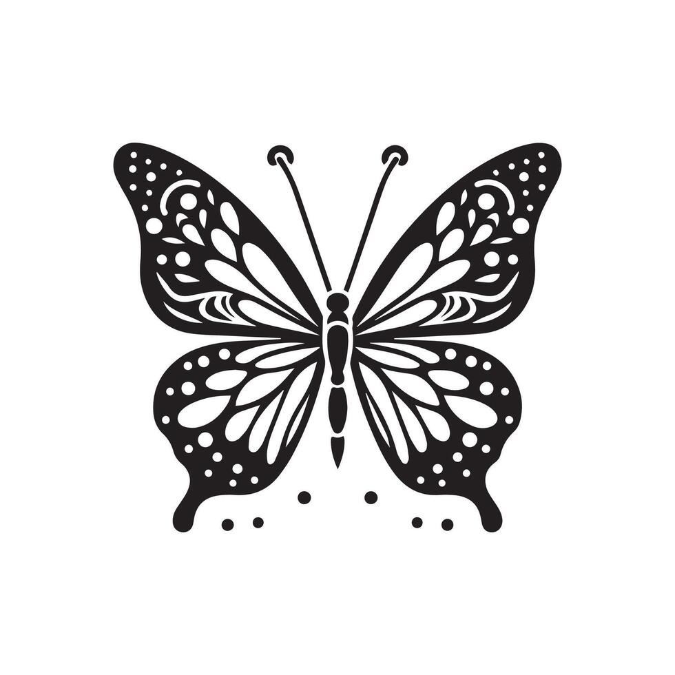 Intricate Black Butterfly illustration Design vector