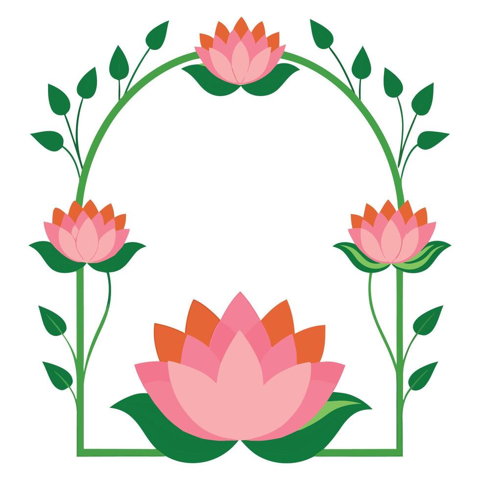 beautiful lotus flower plant border frame template vector