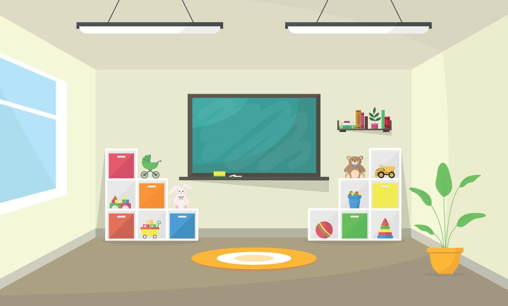 Colorful classroom with toys and furniture vector