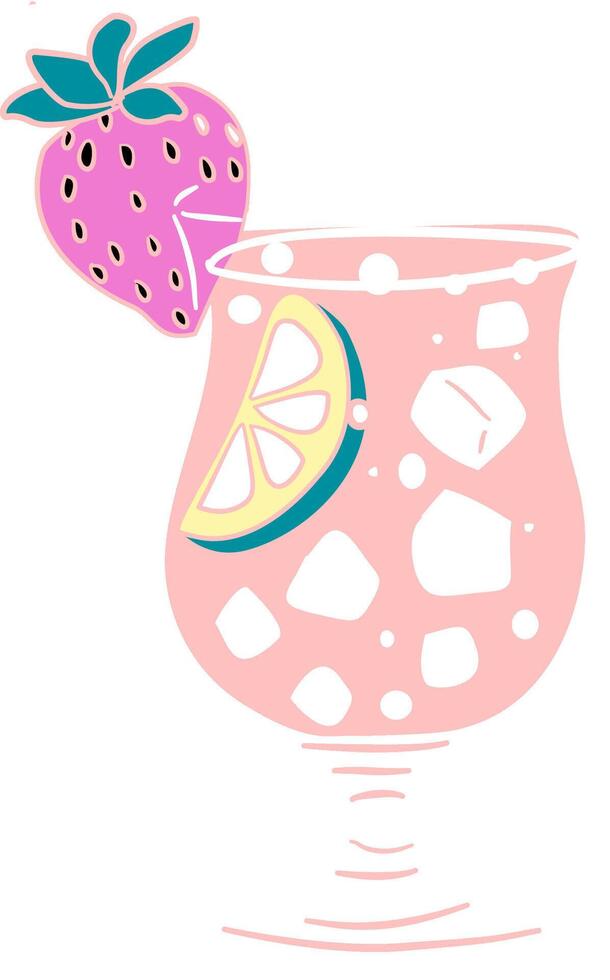 Strawberry lime juice glass vector