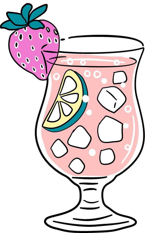Strawberry lemon fruit juice hand drawn vector