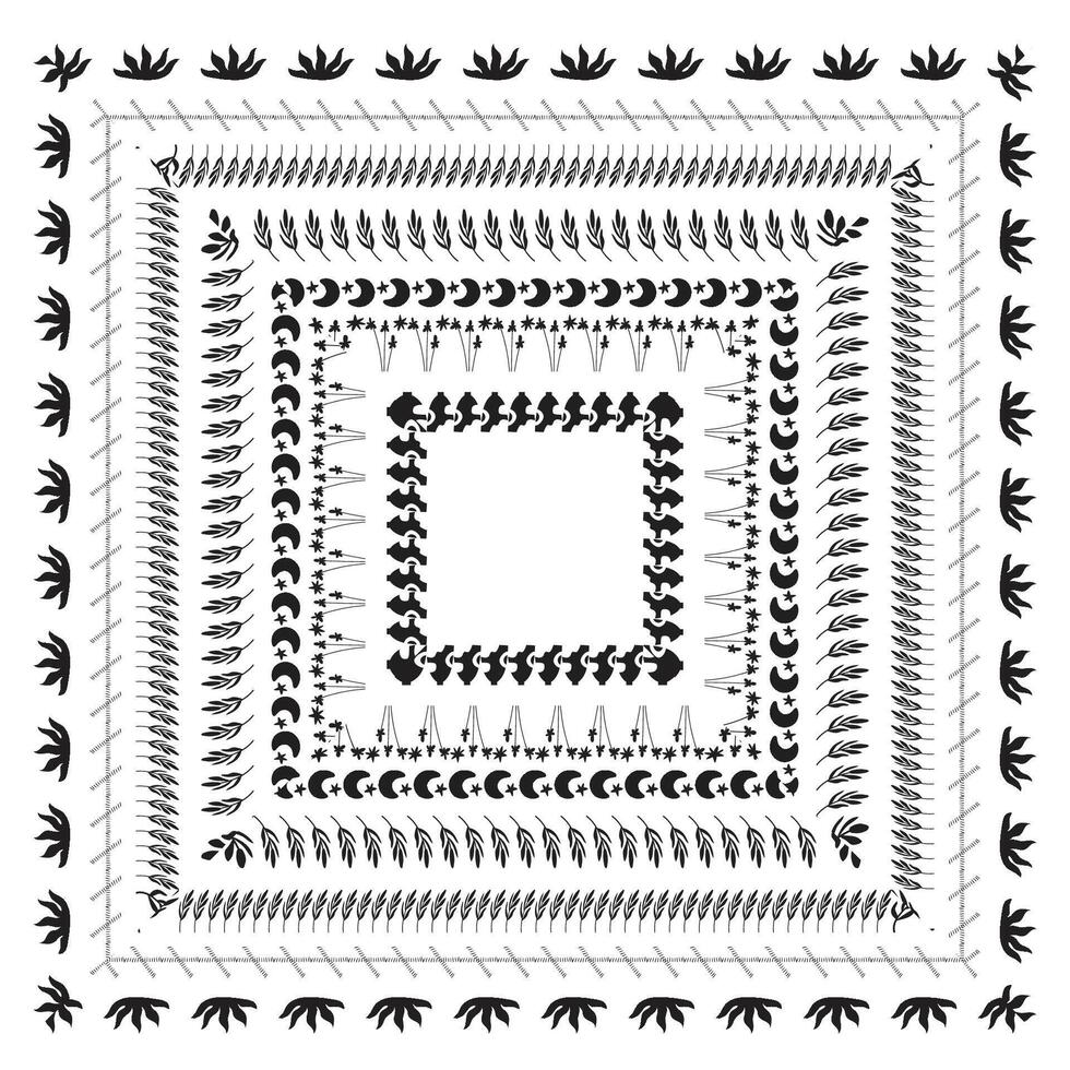 Ink Style Seamless Dividers and Frames Vintage Ornamental Border Pattern Pack vector