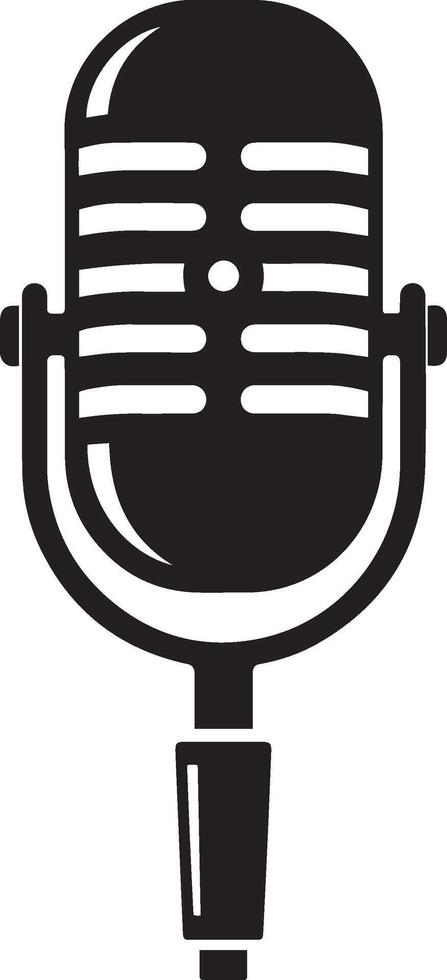 Simple Black and White Retro Microphone Icon vector