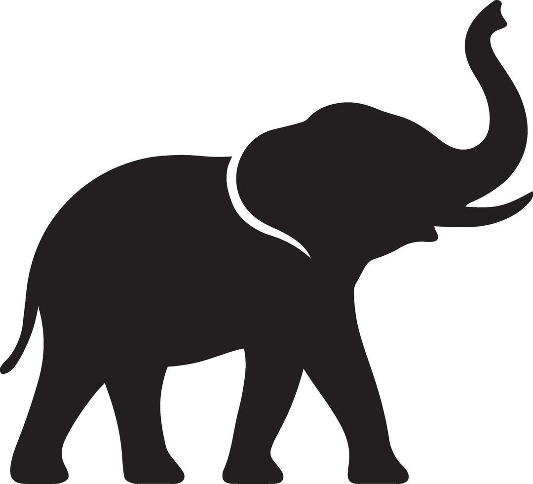 Simple Black Silhouette of an Elephant in Profile vector