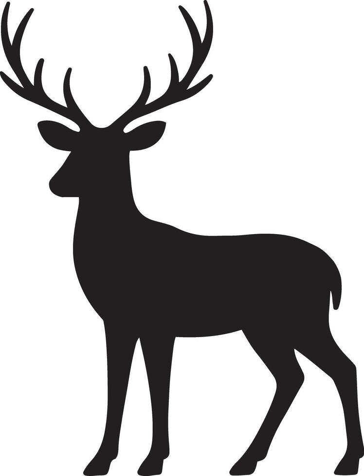 Elegant Black Silhouette of a Deer with Antlers vector