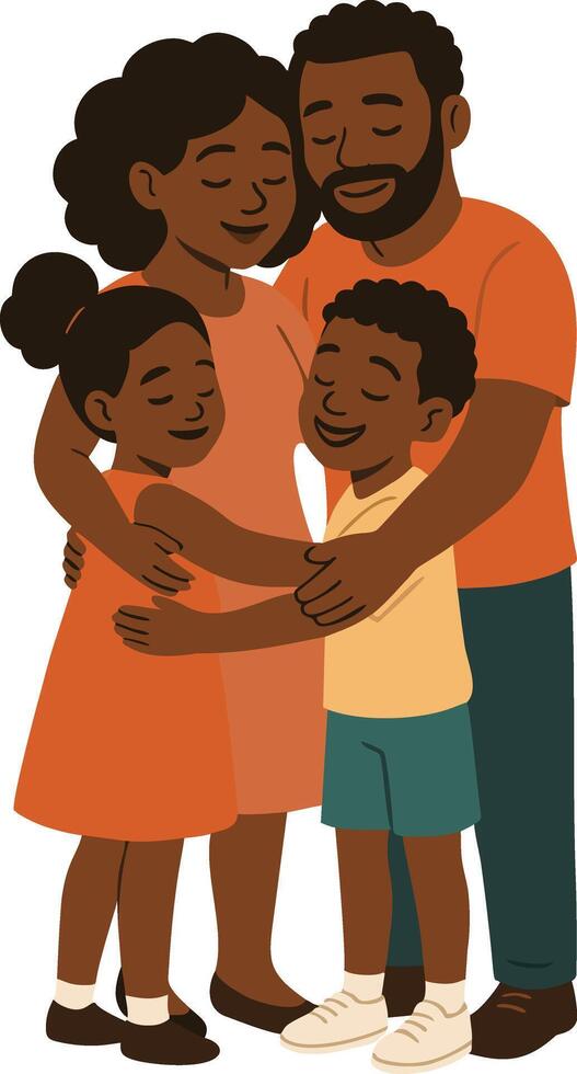 Happy African American Family Hugging Illustration vector