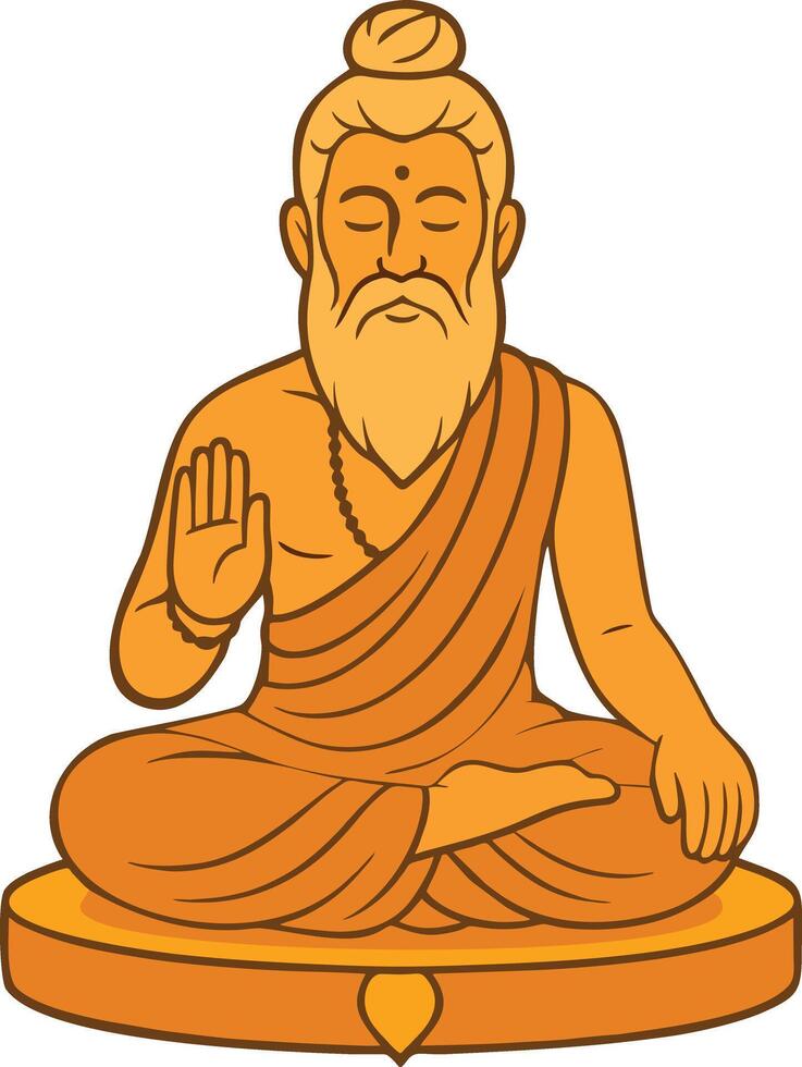 Ancient Sage Indian Rishi in Meditation Pose with Blessing Hand vector