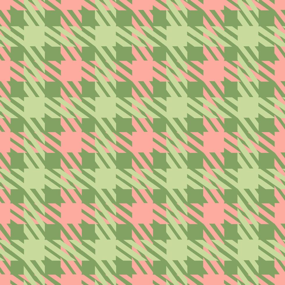 A vibrant and modern seamless houndstooth pattern in contrasting shades of pink and green vector
