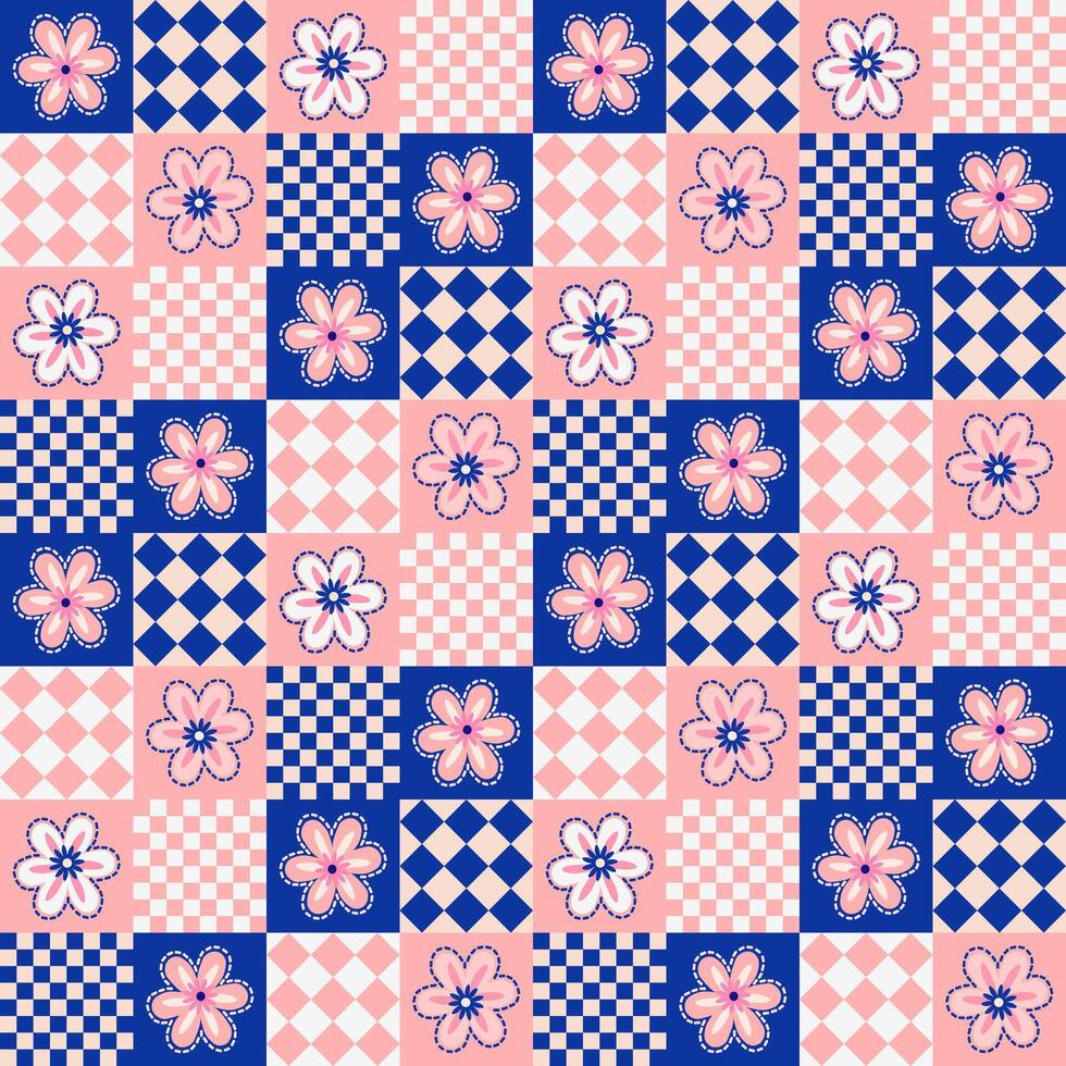 Floral pattern in pink and blue vector