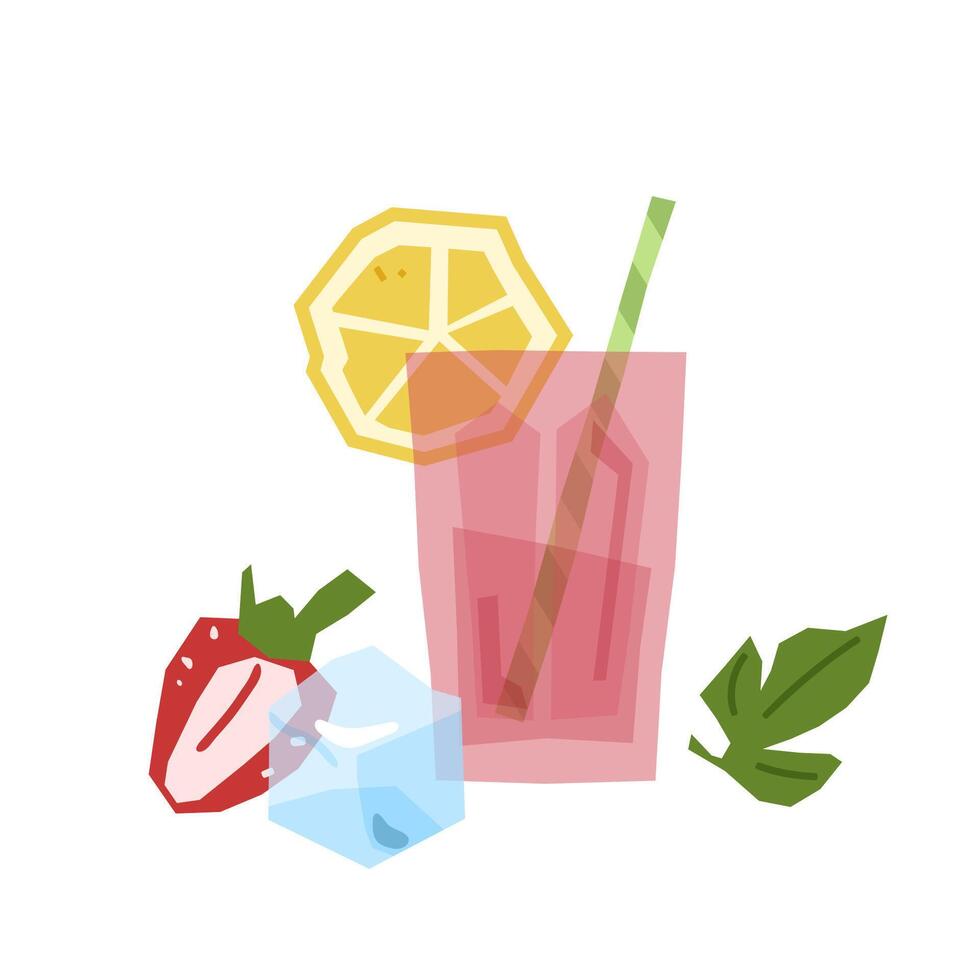 Strawberry Lemonade Drink Illustration vector